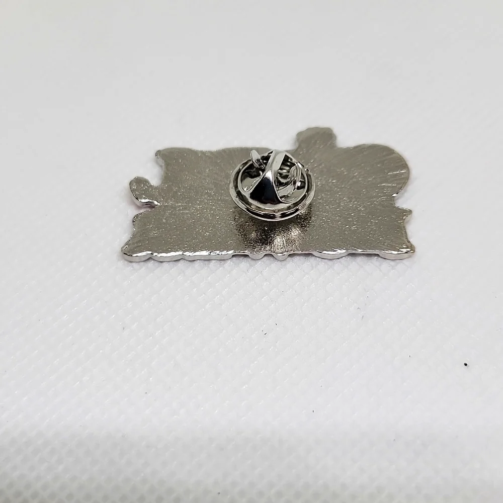 Girl Power Red Rose Enamel Pin Brooch · Red Silver Tone · 1 ½ Inch Wide · New